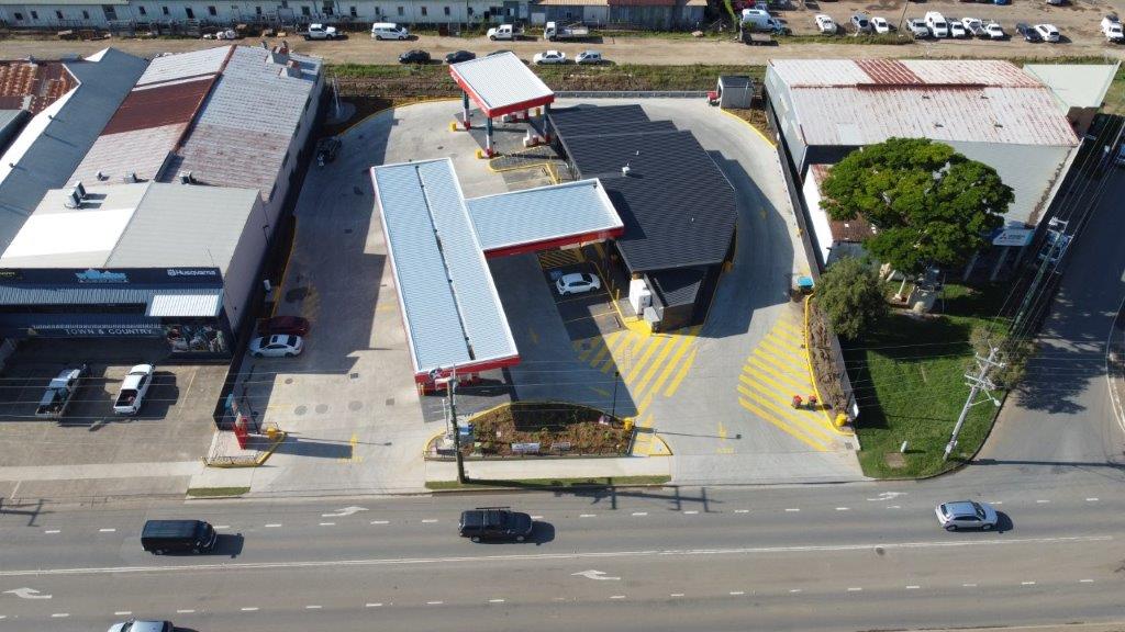 Commercial Builder Service Station Project on Rehabilitated Brownfield Commercial builder project featuring a newly constructed service station on a rehabilitated brownfield site.